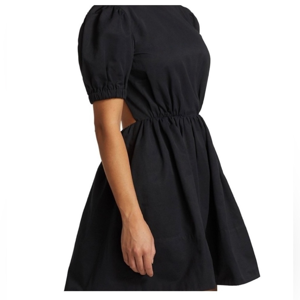 STAUD Alix Puff Sleeve Backless Black Mini Dress Size 4